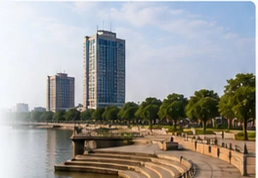 Sabarmati riverfront skyline in Ahmedabad, Gujarat